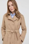 Тренч MAX&Co. жіночий колір бежевий перехідний двобортний