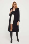Вовняне пальто MAX&Co. колір чорний перехідний без застібки