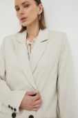 Піджак з домішкою льону Gestuz PaulaGZ колір бежевий двобортний однотонний