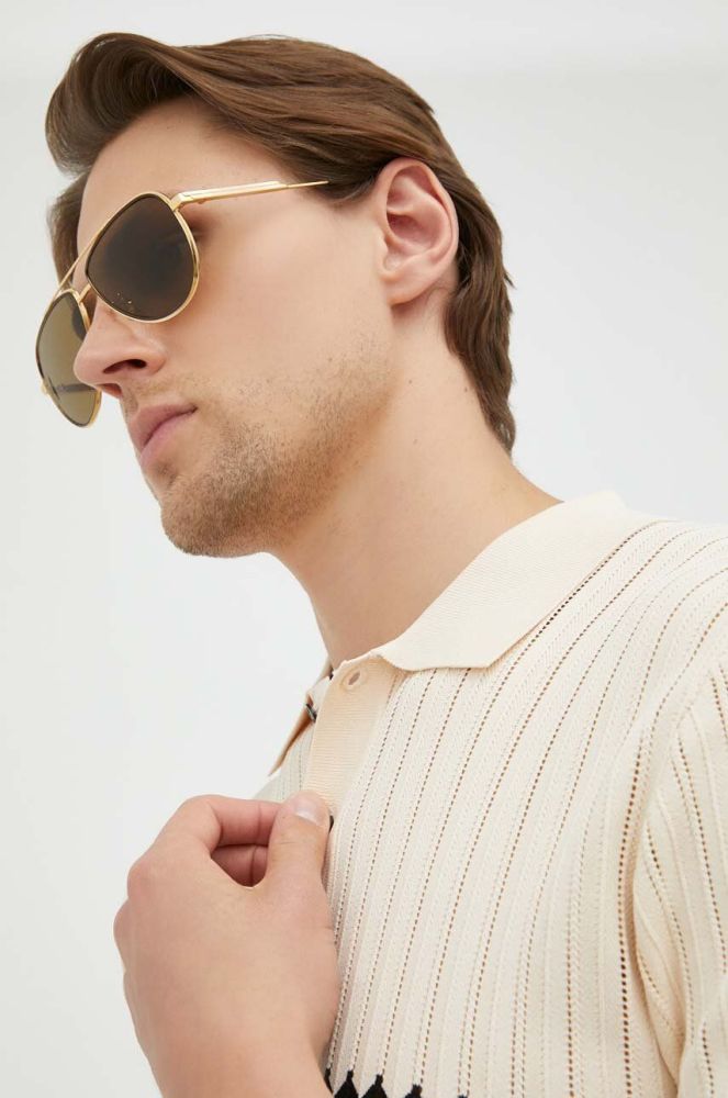 Сонцезахисні окуляри Bottega Veneta чоловічі колір золотий (3204398)