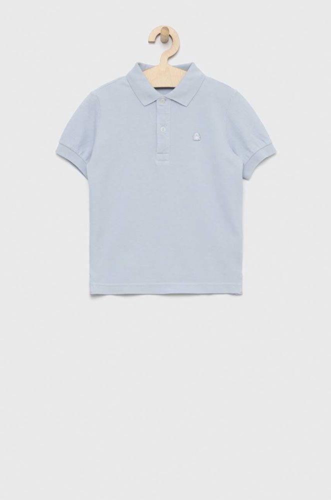 Дитяче бавовняне поло United Colors of Benetton однотонний колір блакитний (2932944)