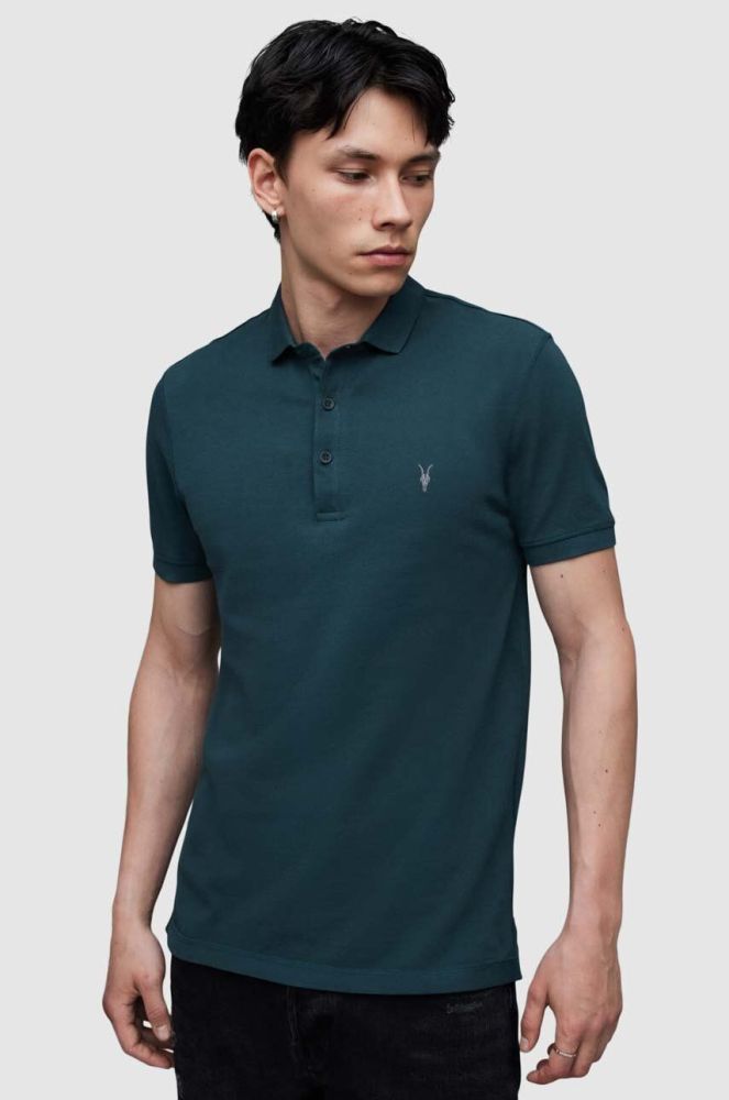 AllSaints Поло Reform Polo колір блакитний