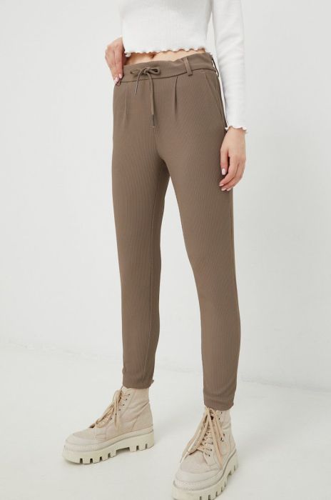 Штани Only жіночі колір сірий облягаюче висока посадка