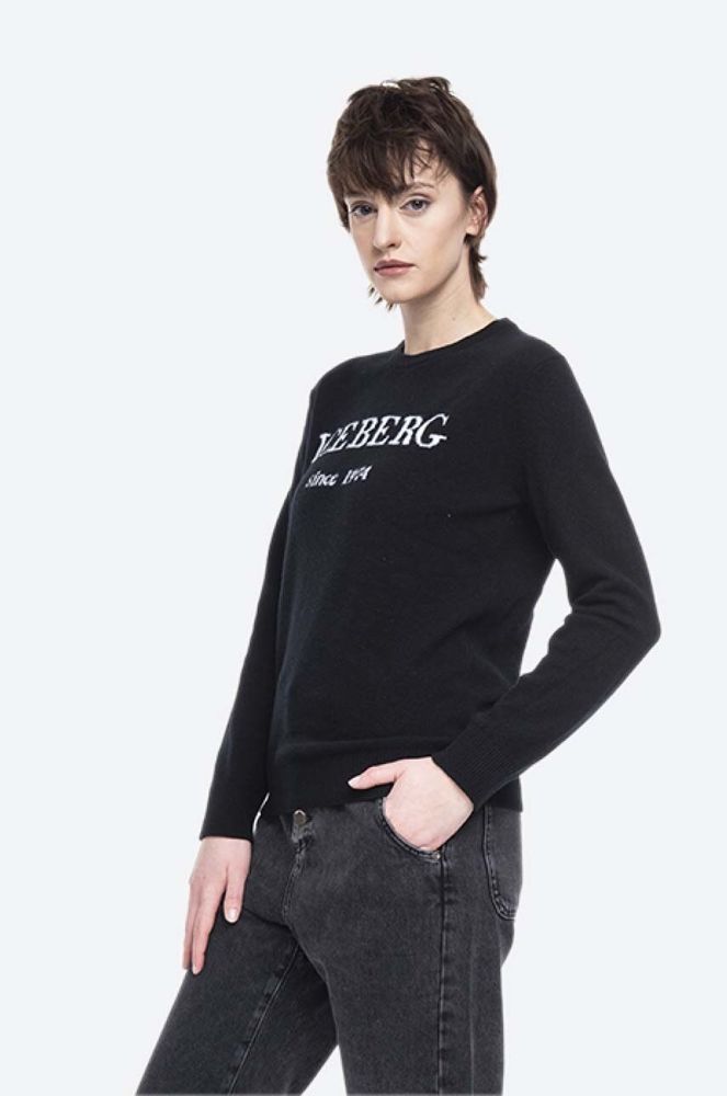 Светр з кашеміру Iceberg колір чорний легкий