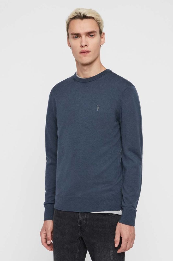 AllSaints - Светр Mode Merino Crew колір темно-синій (854440)