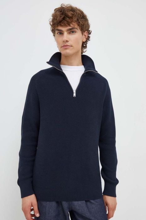 Бавовняний светр Marc O'Polo колір синій півгольф