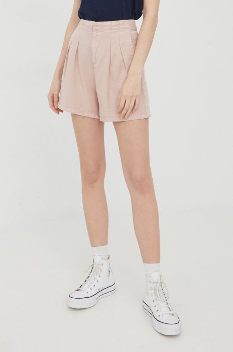 Шорти Vero Moda жіночі колір рожевий однотонні висока посадка (2297878)