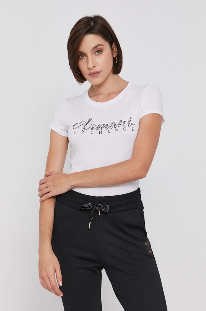 Бавовняна футболка Armani Exchange колір білий (1685611)