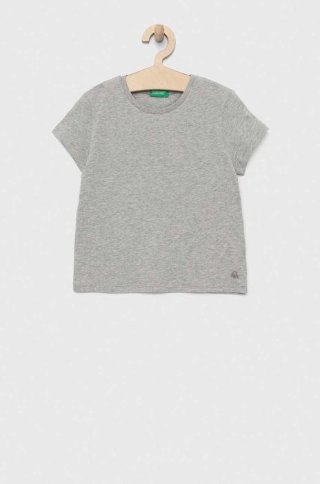 Дитяча бавовняна футболка United Colors of Benetton колір сірий однотонний (3063439)