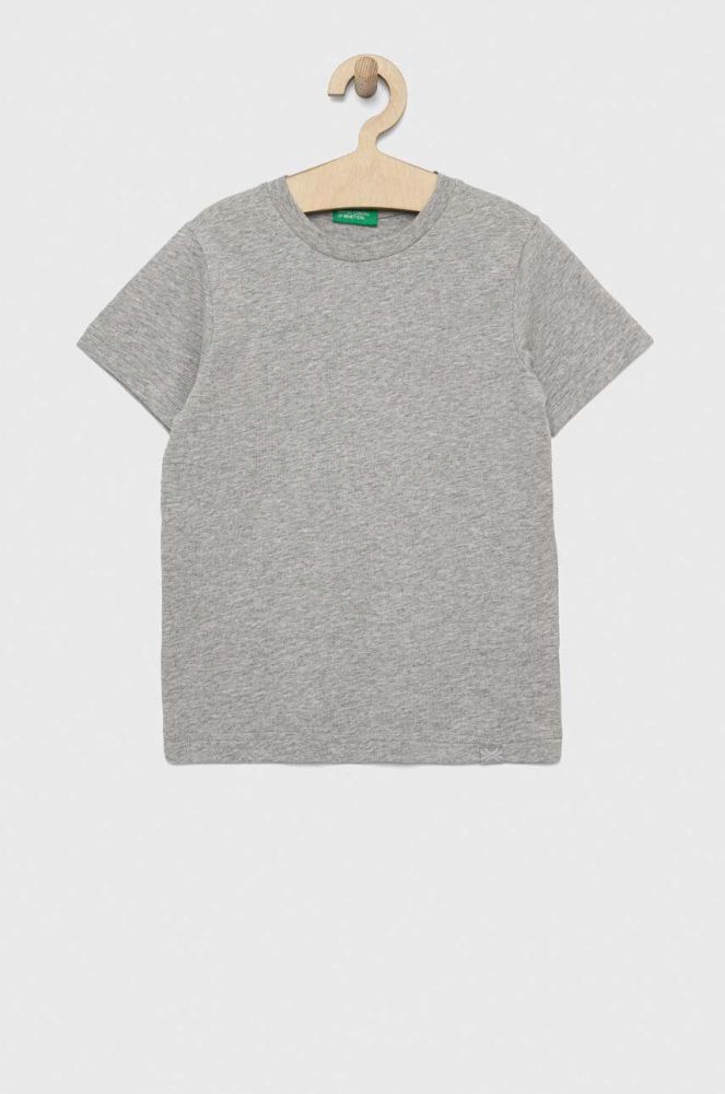 Дитяча бавовняна футболка United Colors of Benetton колір сірий однотонний (3068203)