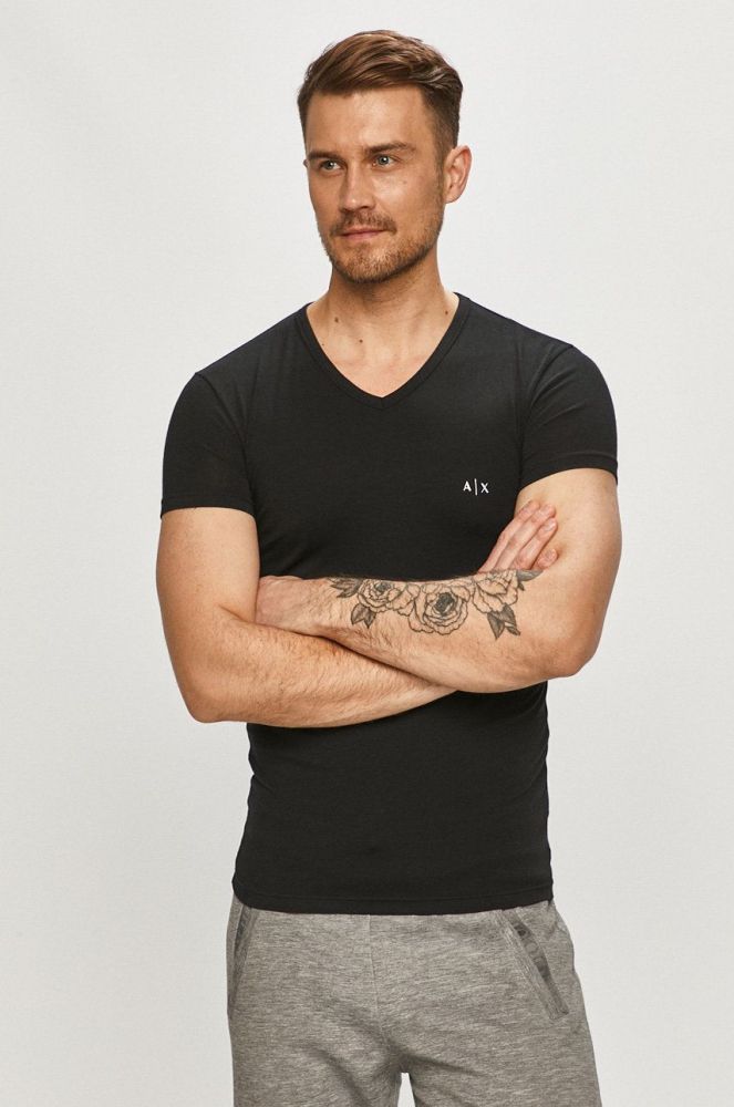 Armani Exchange - Футболки (2-pack) колір чорний (1328484)