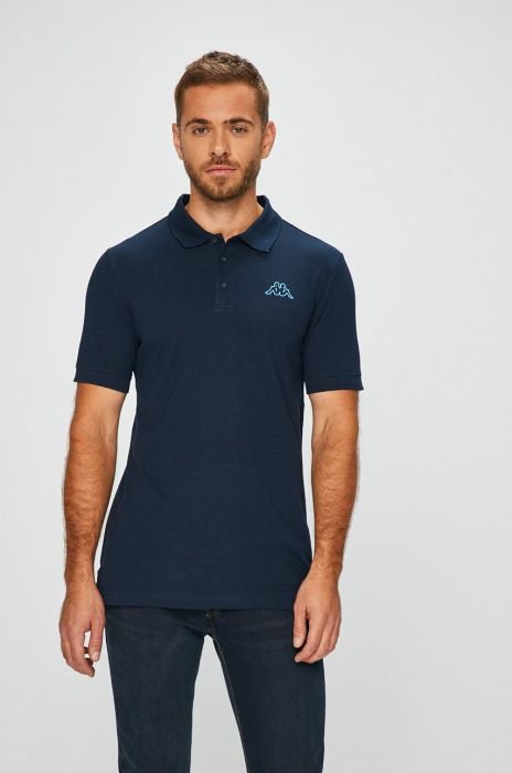 Бавовняне поло Kappa колір синій з аплікацією