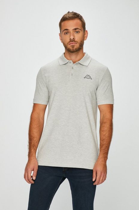 Бавовняне поло Kappa колір сірий з аплікацією