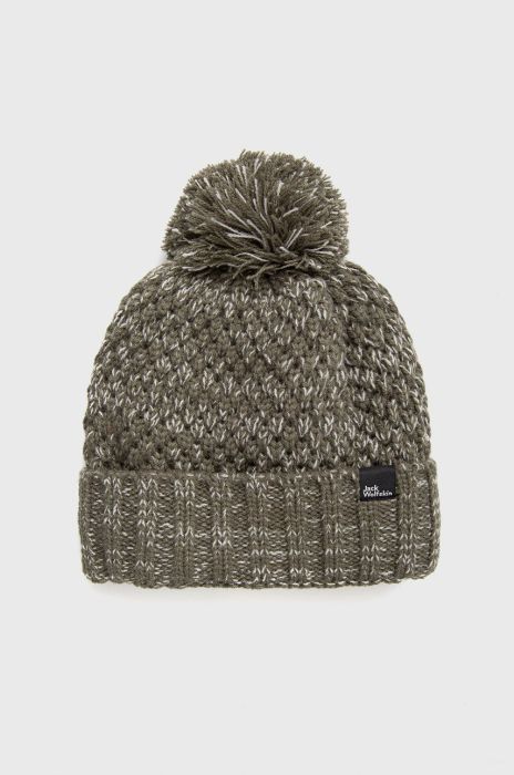 Шапка Jack Wolfskin колір зелений з товстого трикотажу (2655508)