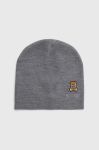Вовняна шапка Moschino колір сірий з тонкого трикотажу вовна (3398898)
