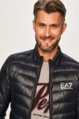 Пухова куртка EA7 Emporio Armani колір синій перехідна