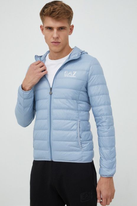 Пухова куртка EA7 Emporio Armani чоловіча перехідна колір блакитний