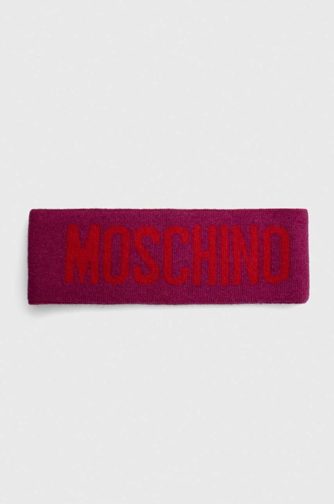 Вовняна пов'язка Moschino колір фіолетовий