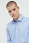 Сорочка HUGO чоловіча колір синій slim класичний комір (2868529)
