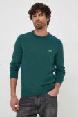 Бавовняний светр Lacoste колір зелений легкий