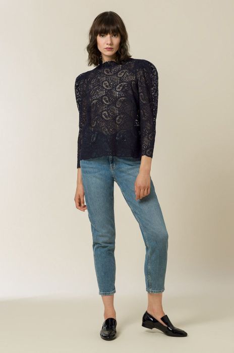 Блузка Ivy Oak жіноча колір синій гладка