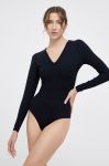 Spanx - Лонгслів моделюючий SLEEVE V-NECK BODYSUIT колір чорний (1798204)
