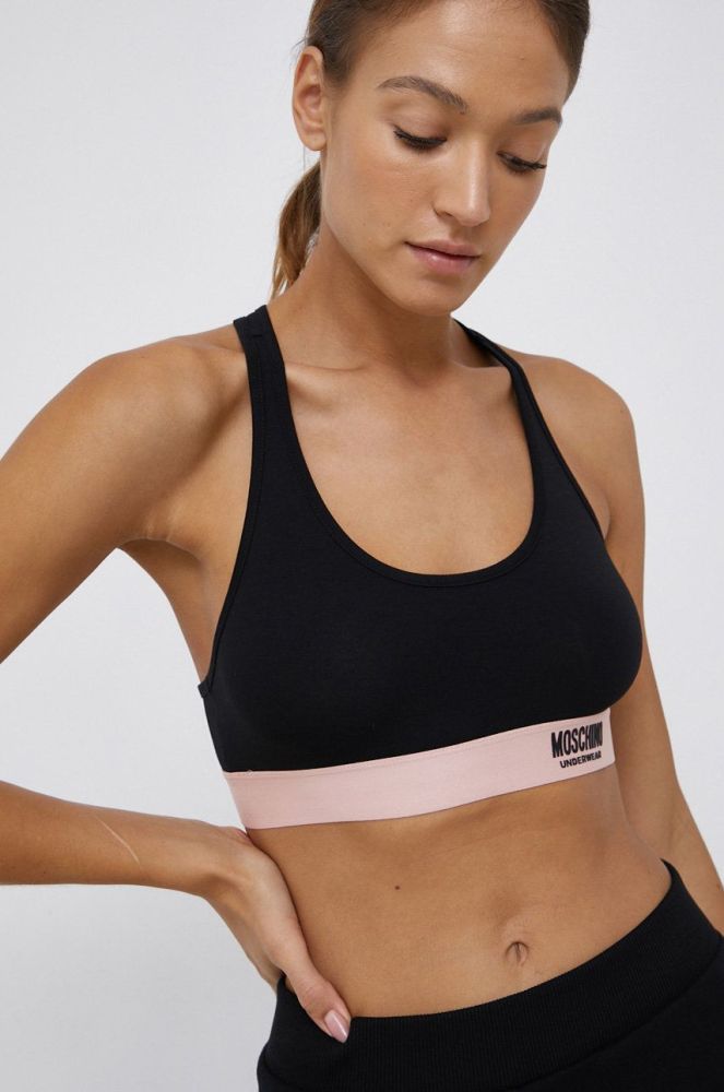 Бюстгальтер Moschino Underwear колір чорний гладкий