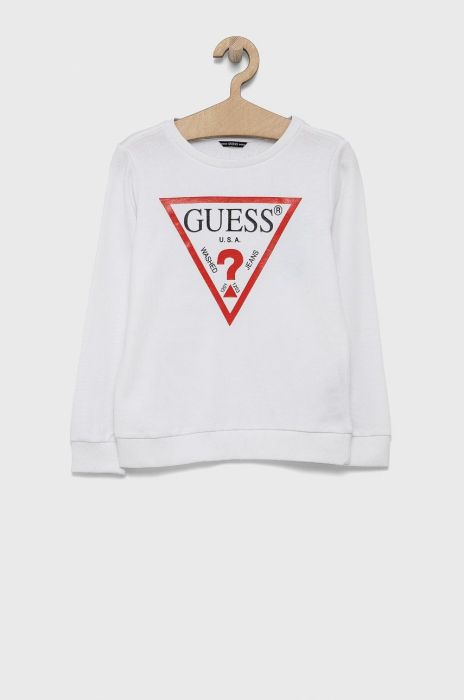 Дитяча бавовняна кофта Guess колір білий з принтом (1535559)