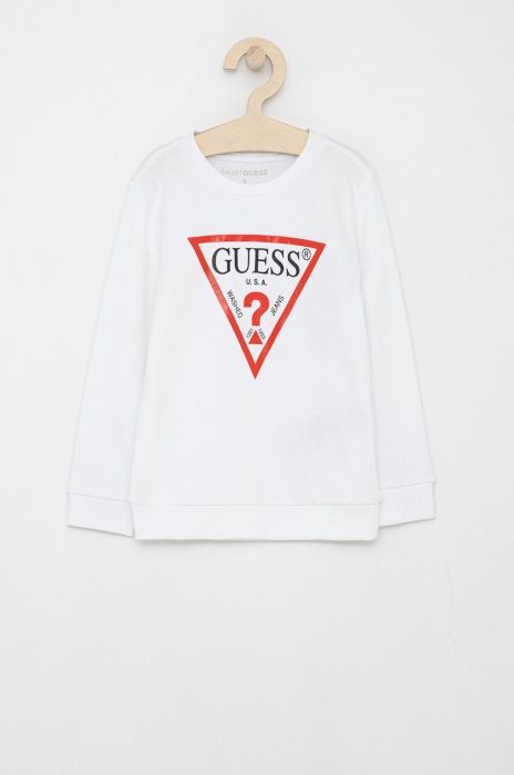 Дитяча кофта Guess колір білий з принтом