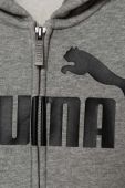 Дитяча кофта Puma колір сірий з капюшоном з принтом