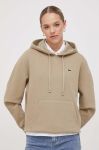 Кофта Lacoste жіноча колір бежевий з капюшоном однотонна