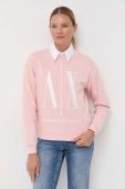 Бавовняна кофта Armani Exchange жіноча колір рожевий з аплікацією