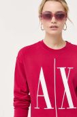 Бавовняна кофта Armani Exchange жіноча колір фіолетовий з аплікацією