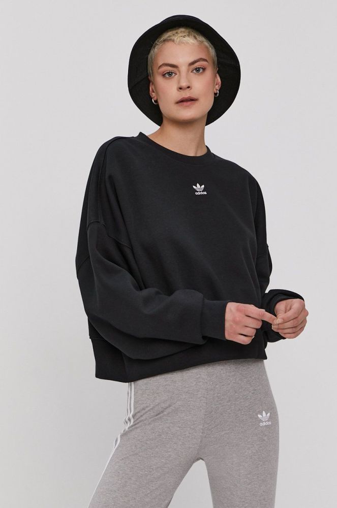 Кофта adidas Originals жіноча колір чорний гладка