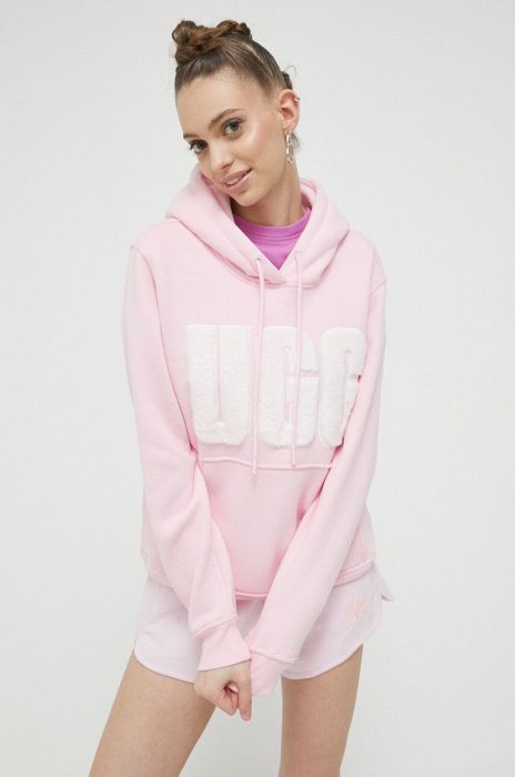 Кофта UGG жіноча колір рожевий з капюшоном з аплікацією 1121385-BLK