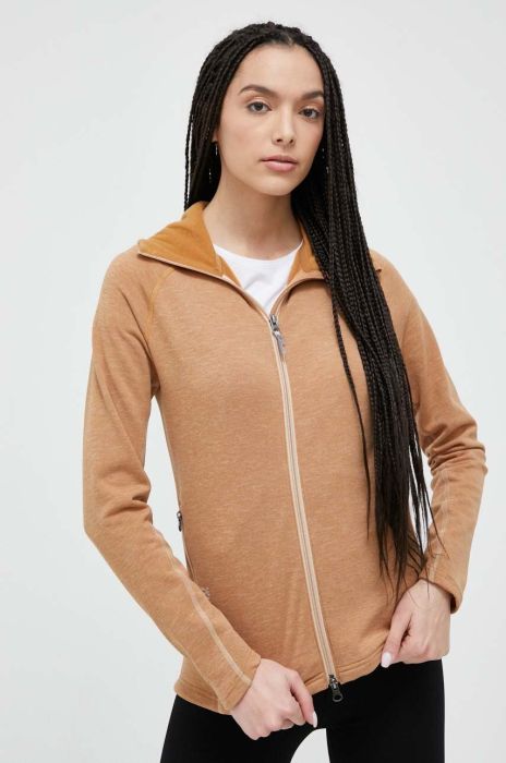 Кофта Houdini жіноча колір коричневий з капюшоном однотонна