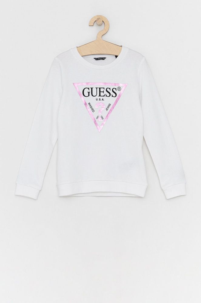 Дитяча бавовняна кофта Guess колір білий з принтом (1535607)