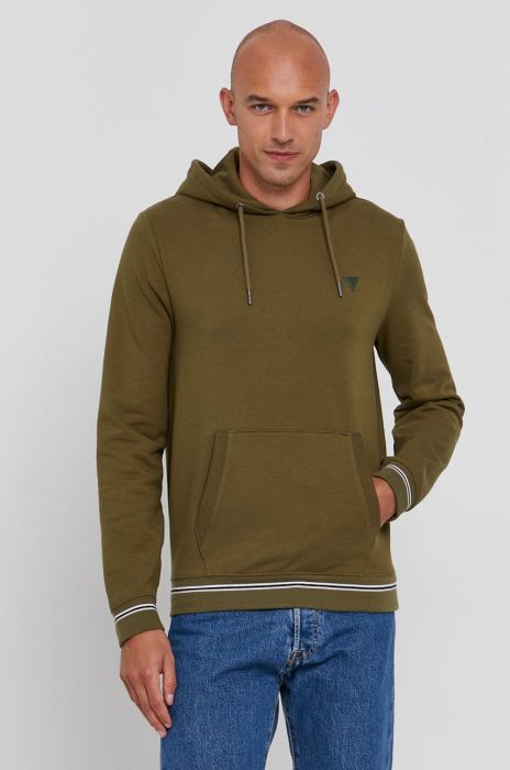 Кофта Guess чоловіча колір зелений гладка
