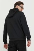 Бавовняна кофта HUGO чоловіча колір чорний з капюшоном з аплікацією (3093564)