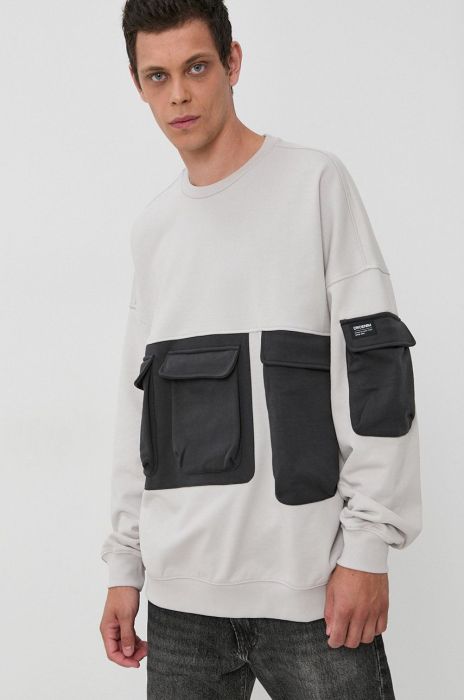 Бавовняна кофта Dr. Denim чоловіча колір сірий гладка