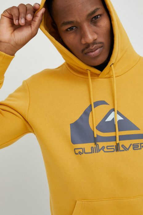 Кофта Quiksilver чоловіча колір жовтий з капюшоном з принтом (2957023)