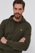 Бавовняна кофта Lyle & Scott чоловіча колір зелений гладка
