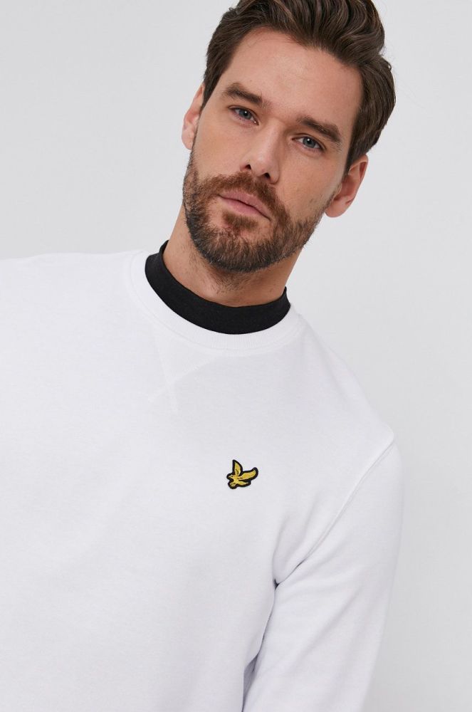 Бавовняна кофта Lyle & Scott чоловіча колір білий гладка