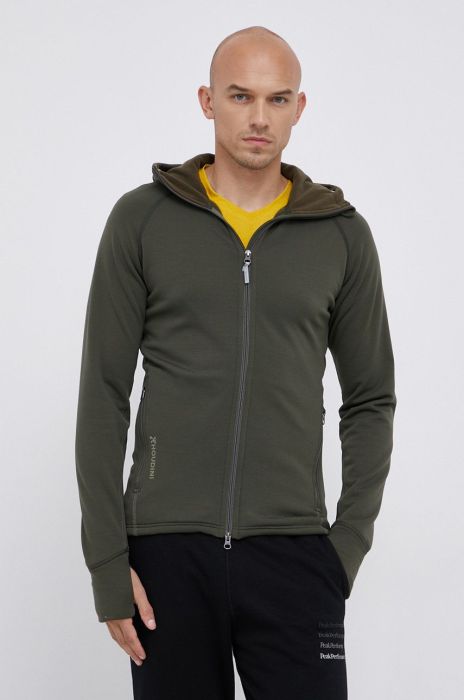 Спортивна кофта Houdini Power колір зелений з капюшоном однотонна (1817769)