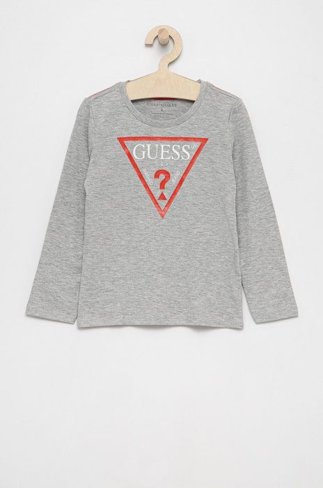 Дитячий лонгслів Guess колір сірий з принтом (1534472)