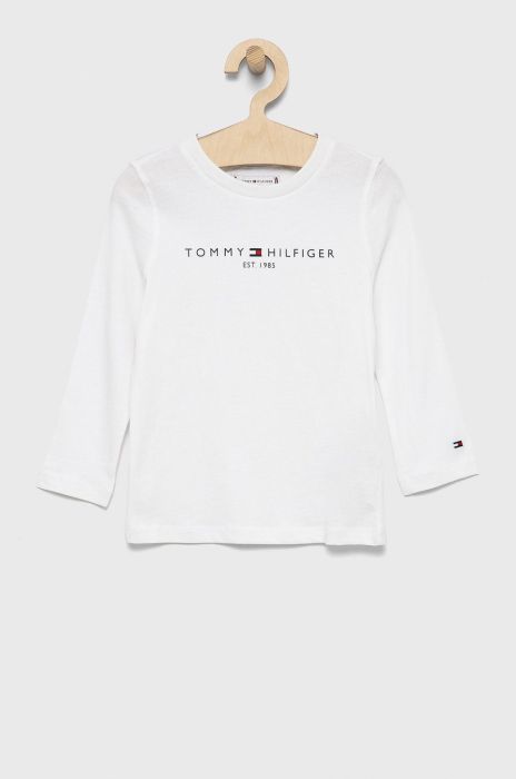 Дитячий бавовняний лонгслів Tommy Hilfiger колір білий з принтом (1817830)