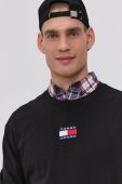 Лонгслів Tommy Jeans чоловічий колір чорний з аплікацією
