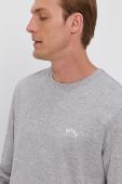 Бавовняний лонгслів Boss колір сірий гладкий