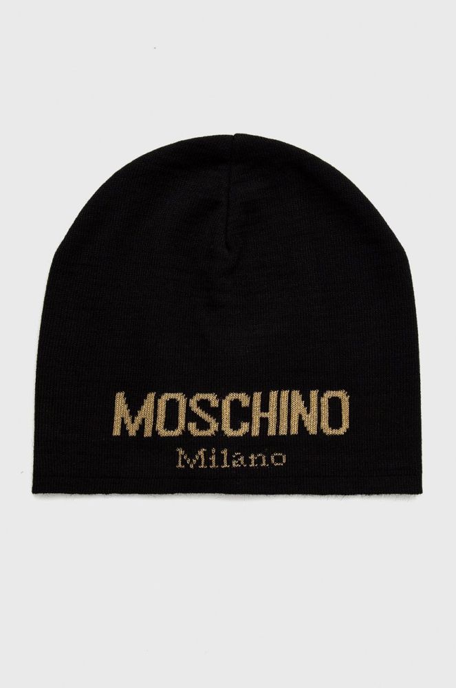 Шапка Moschino колір чорний з тонкого трикотажу (1697076)