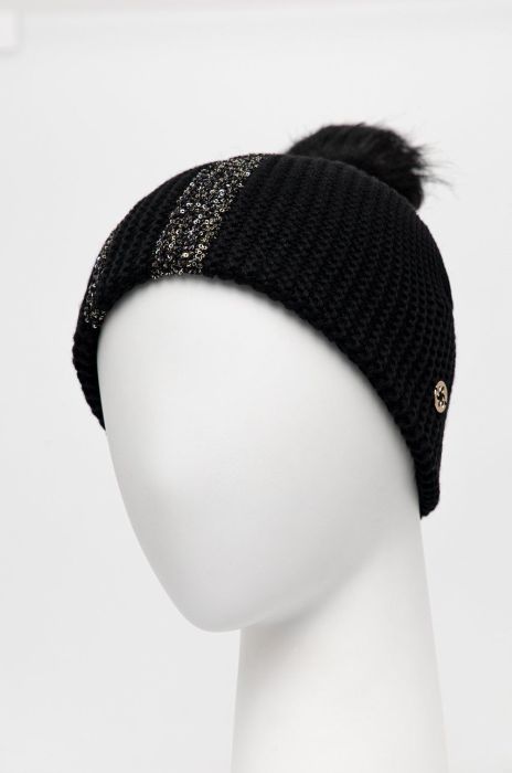 Шапка з домішкою вовни Granadilla колір чорний з товстого трикотажу (1894909)